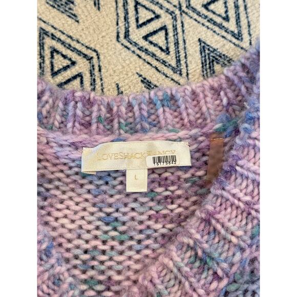LoveShackFancy Lilac Fringe Knit Sweater – Size L - Picture 2 of 2